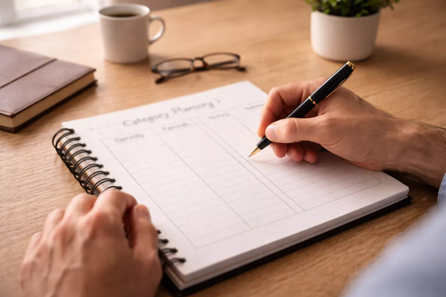 Persona pianifica budget con blocco note