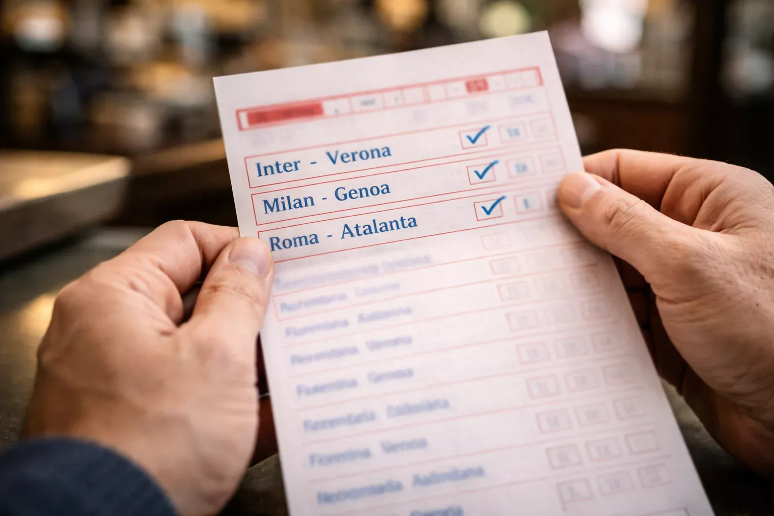 Schedina scommesse con tre partite selezionate e quote evidenziate