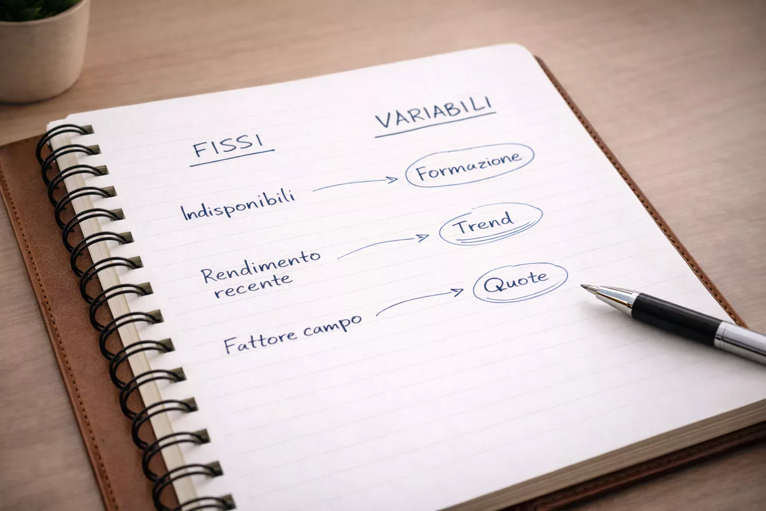 Appunti con suddivisione tra eventi fissi e variabili nelle scommesse